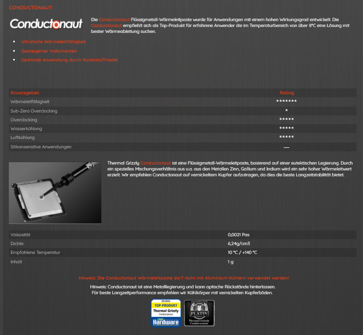 Thermal Grizzly Conductonaut sıvı METAL 73 W/m·K 5 g - Görsel 2